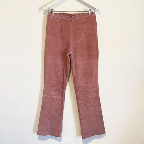 Vintage Guillaume Pink Suede Leather Straight Leg Pants - Picture 1 of 7